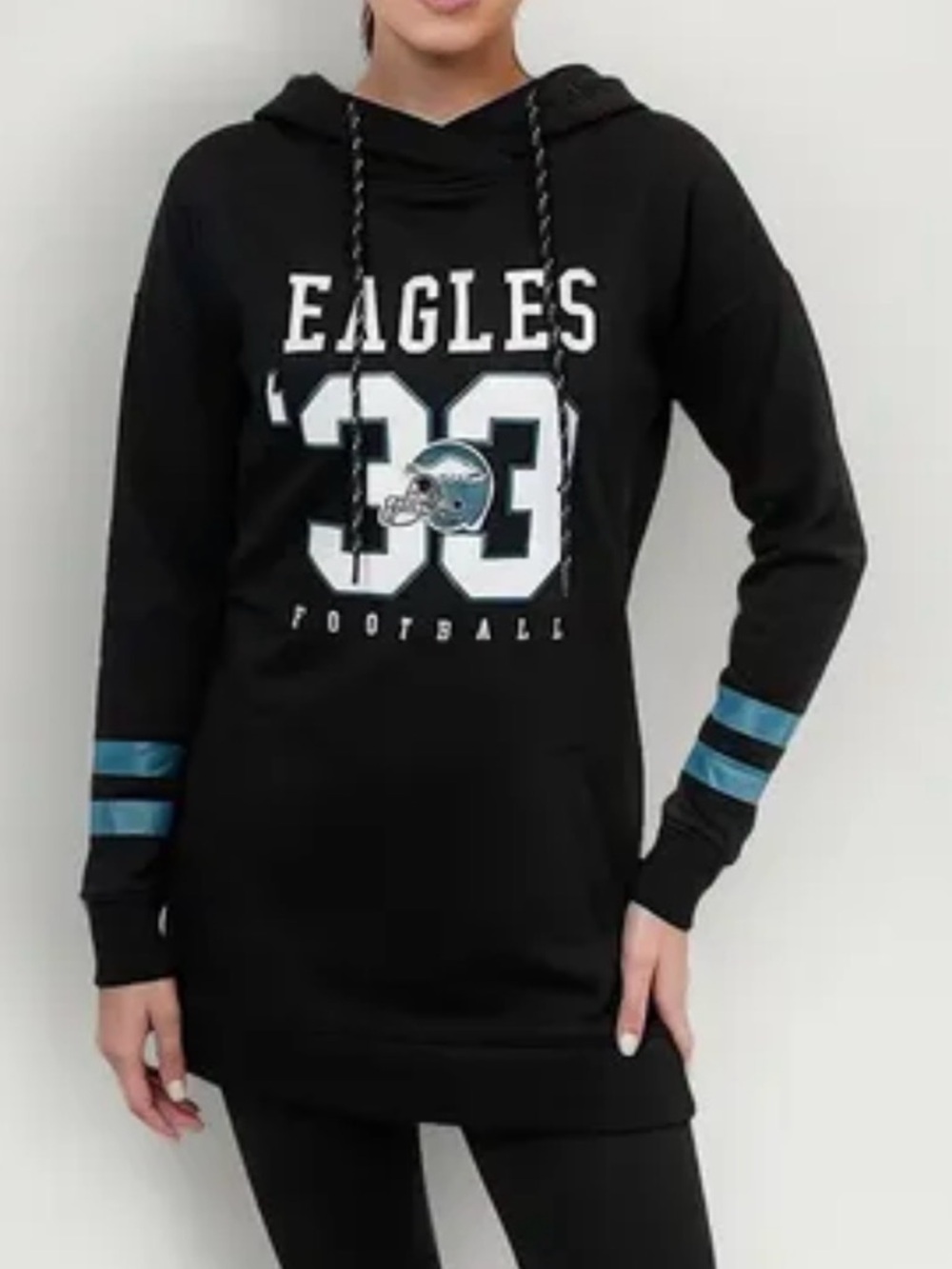Philadelphia Eagles Black '33 Football Hoodie Sweatshirt Dress | Size Medium